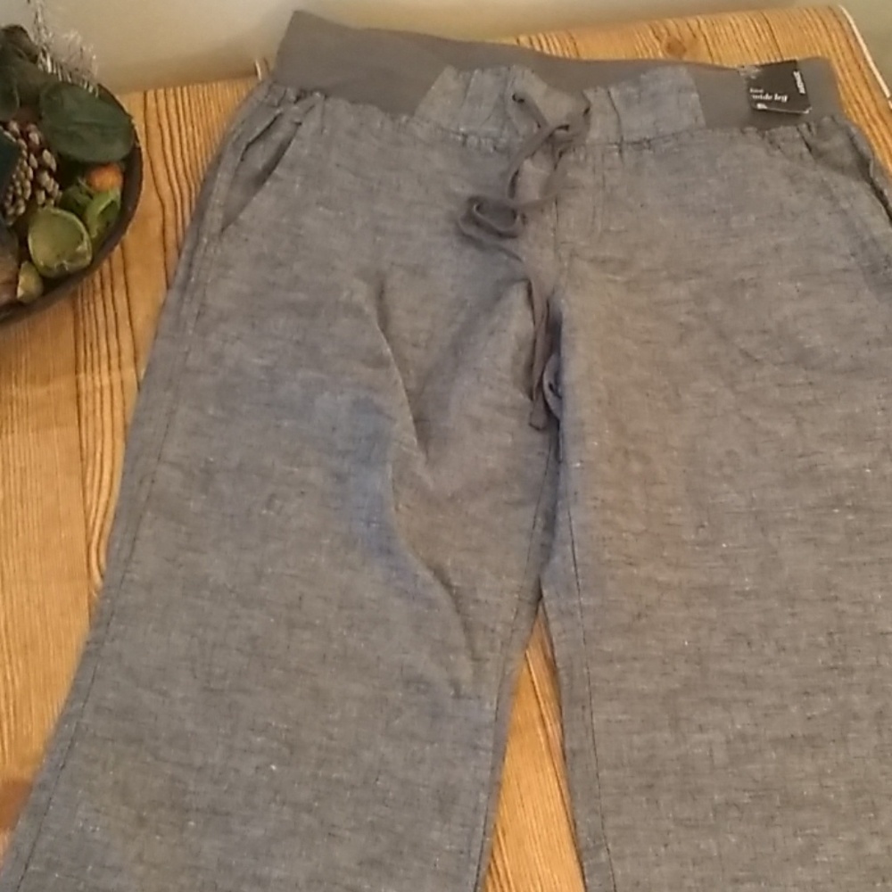 Drawstring chambray pants